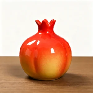front view of pomegranate-shaped ceramic vase