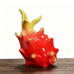 front view of lifelike dragon-fruit-shaped ceramic vase