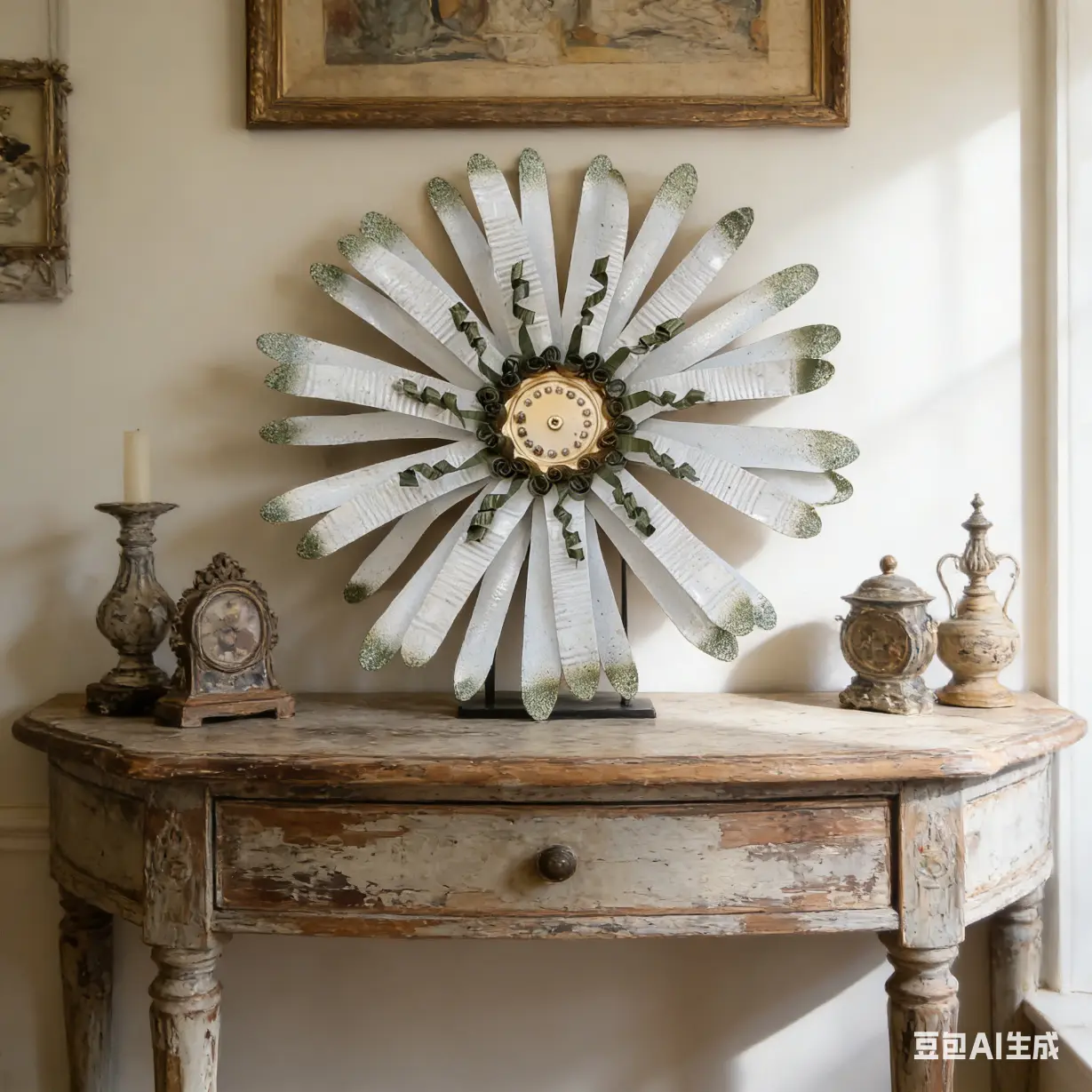 Handmade Golden Floral Metal Wall Decor - Image 5