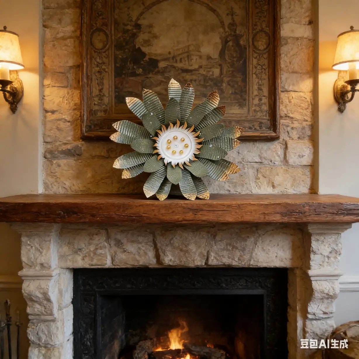 Handmade Golden Floral Metal Wall Decor - Image 6