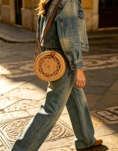Rattan + Denim: Casual Cool with a Boho Twist