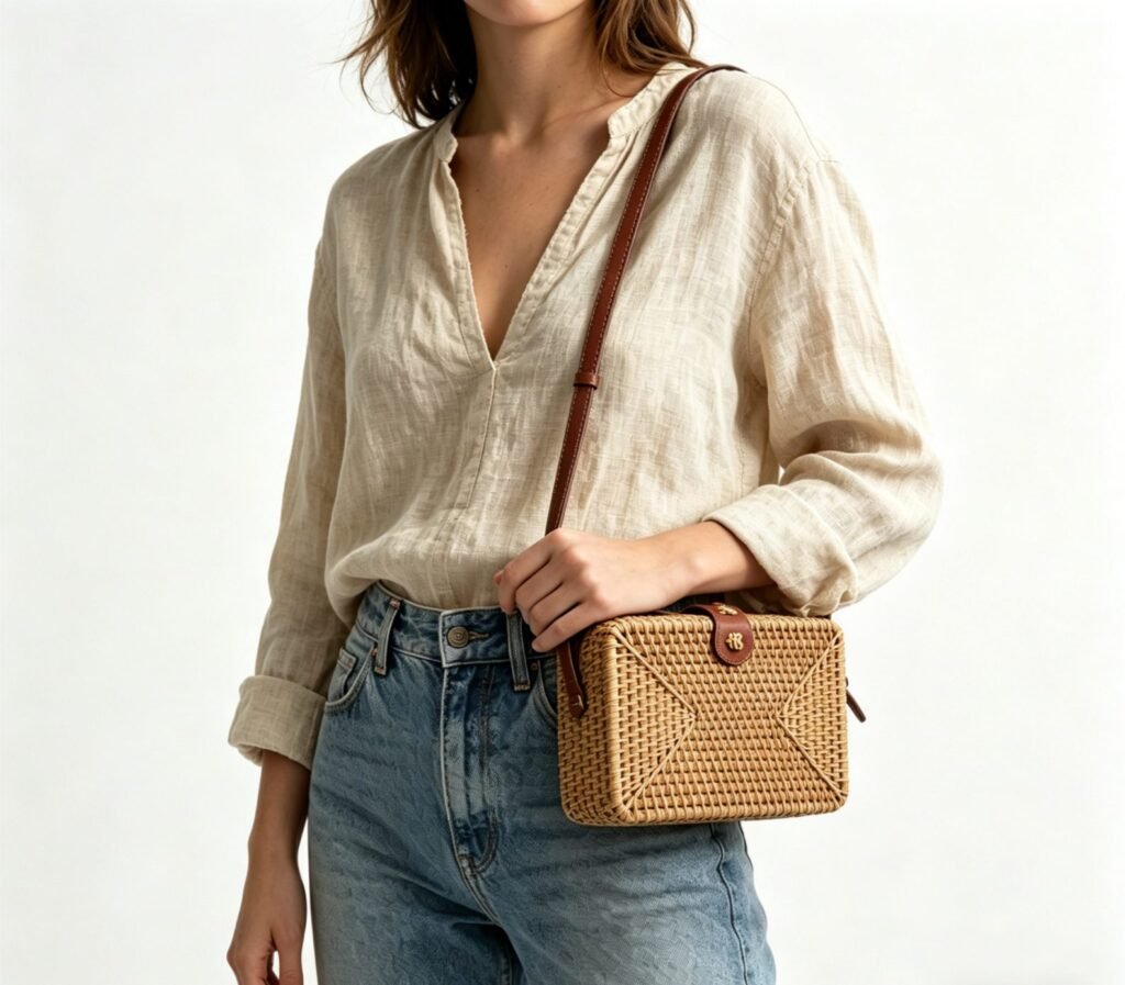 rattan bag for retro look