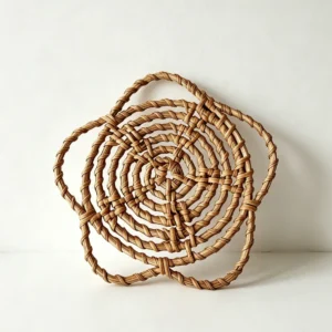 front view of Minimalist Rose Rattan Wall Decor