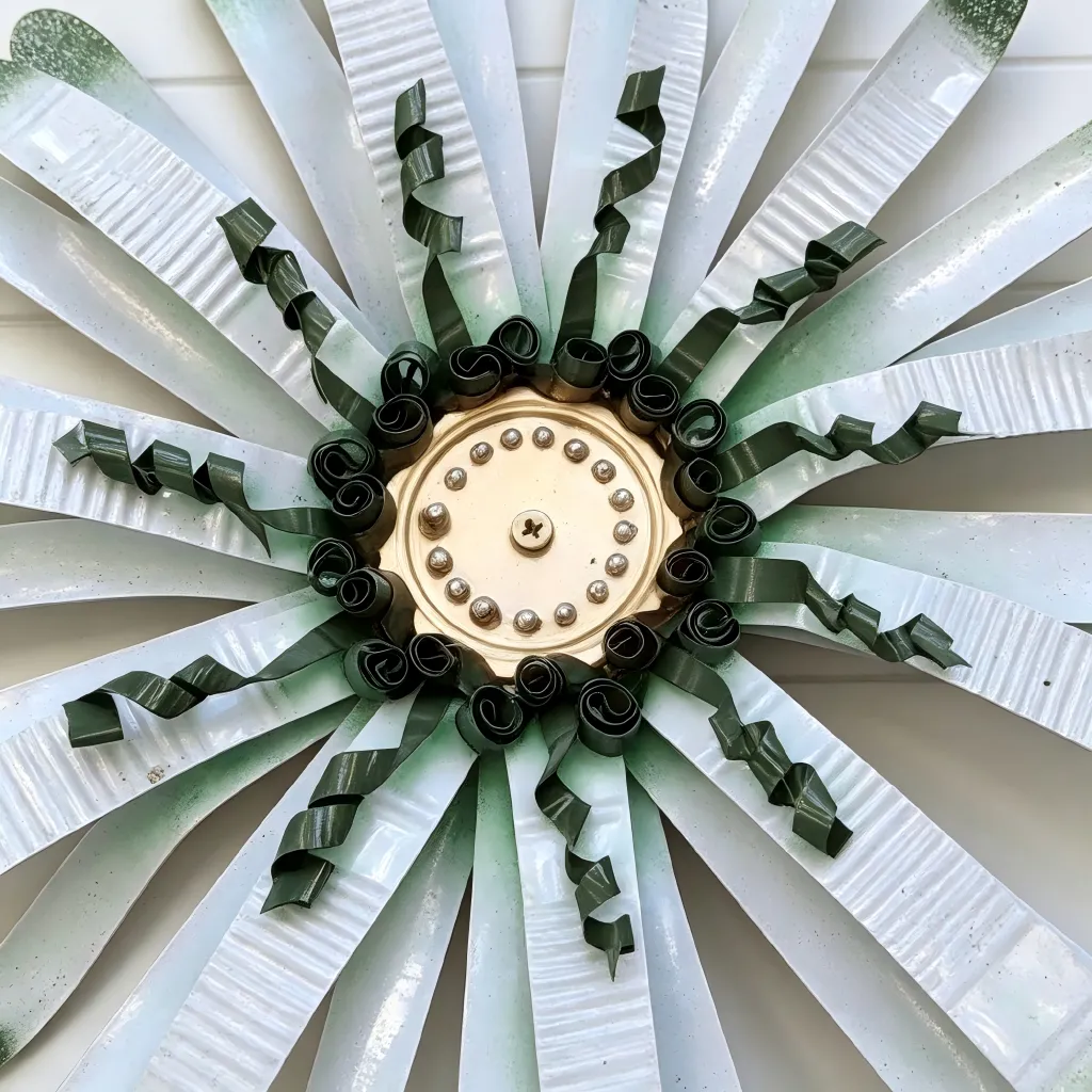 Detailed view of Handmade White Daisy Metal Wall Decor