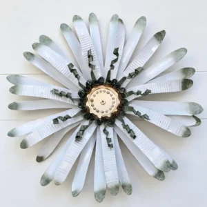 front view of Handmade White Daisy Metal Wall Decor