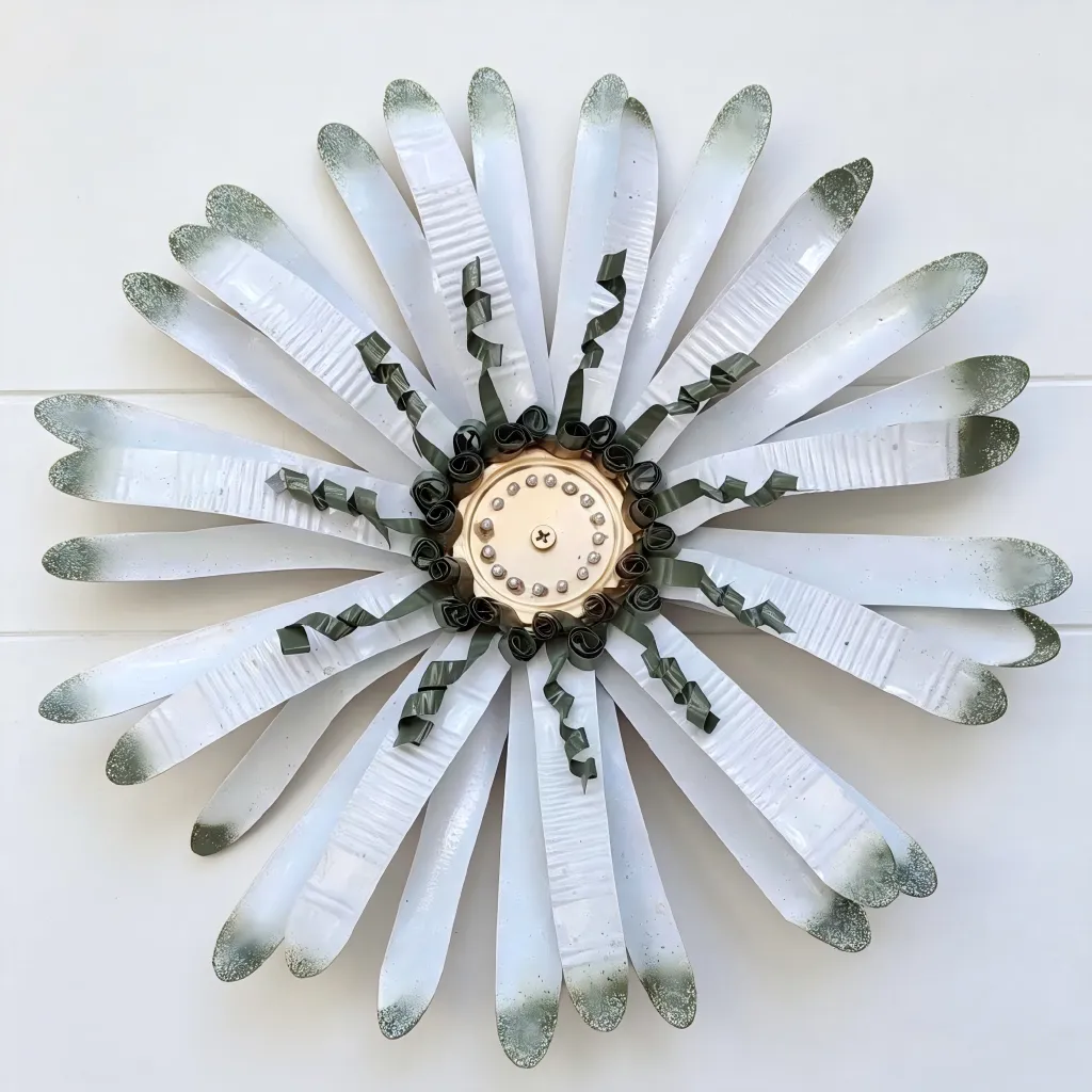 front view of Handmade White Daisy Metal Wall Decor